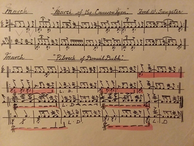 Drum Score “March of the Cameron Men” and Pibroch of O’Donauil Dubh